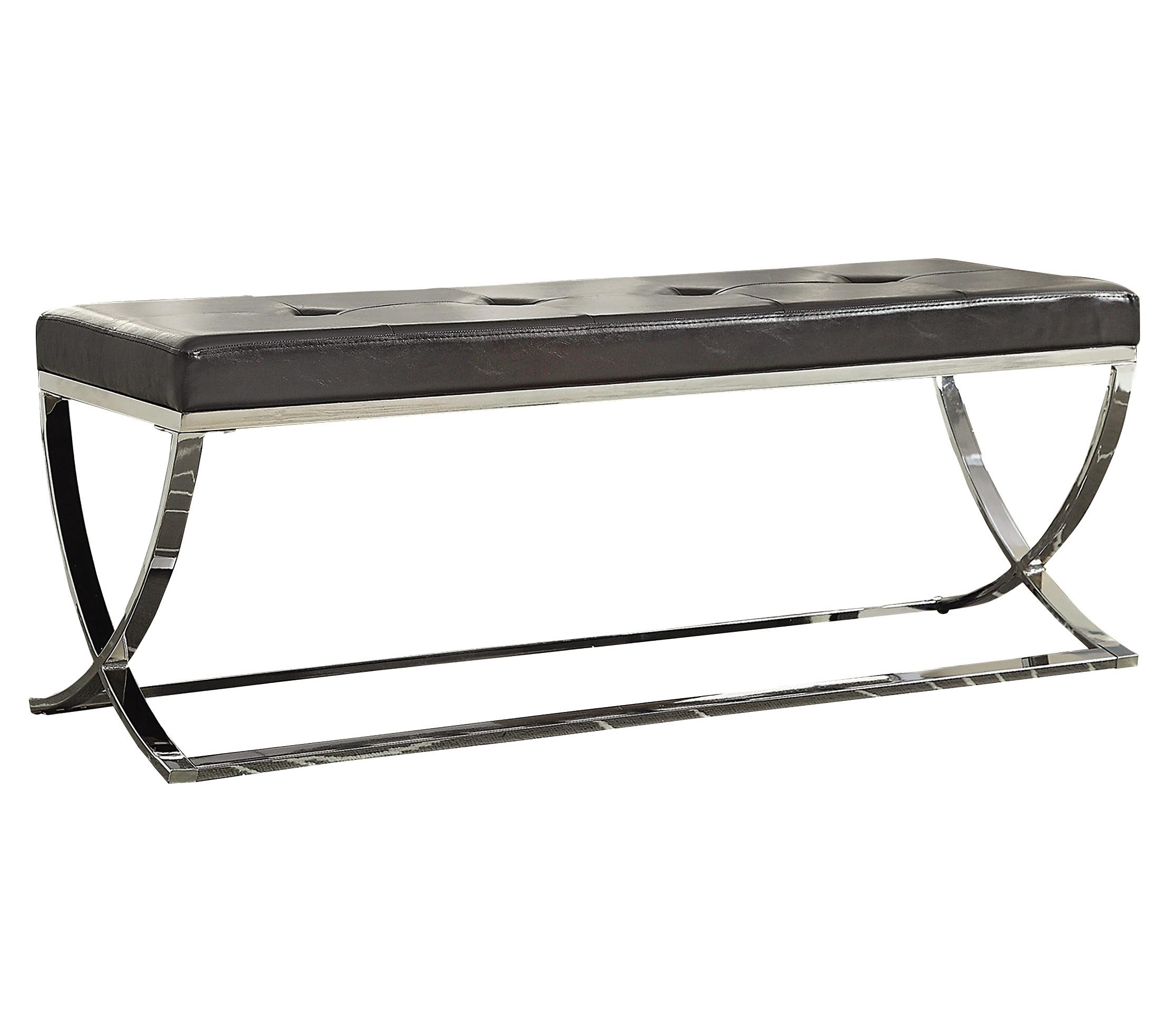 

    
Contemporary Black Leatherette & Steel Bench Coaster 501156
