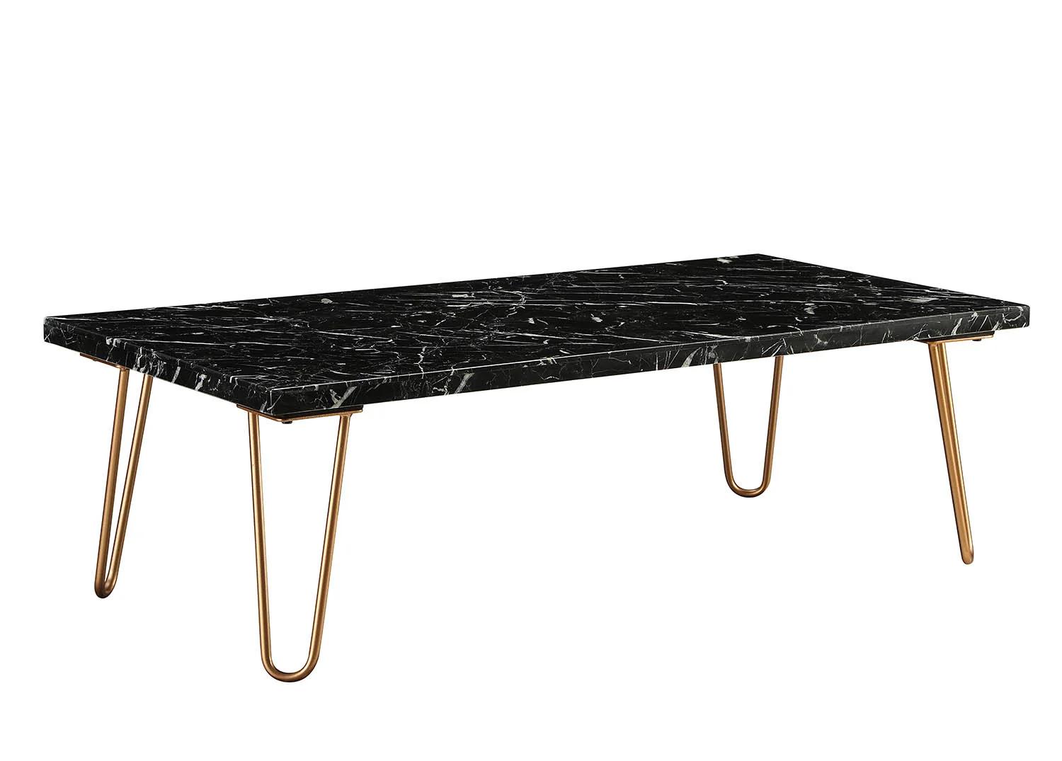 

    
Contemporary Black Marble & Gold Coffee Table + 2 End Tables by Acme Telestis 84505-3pcs
