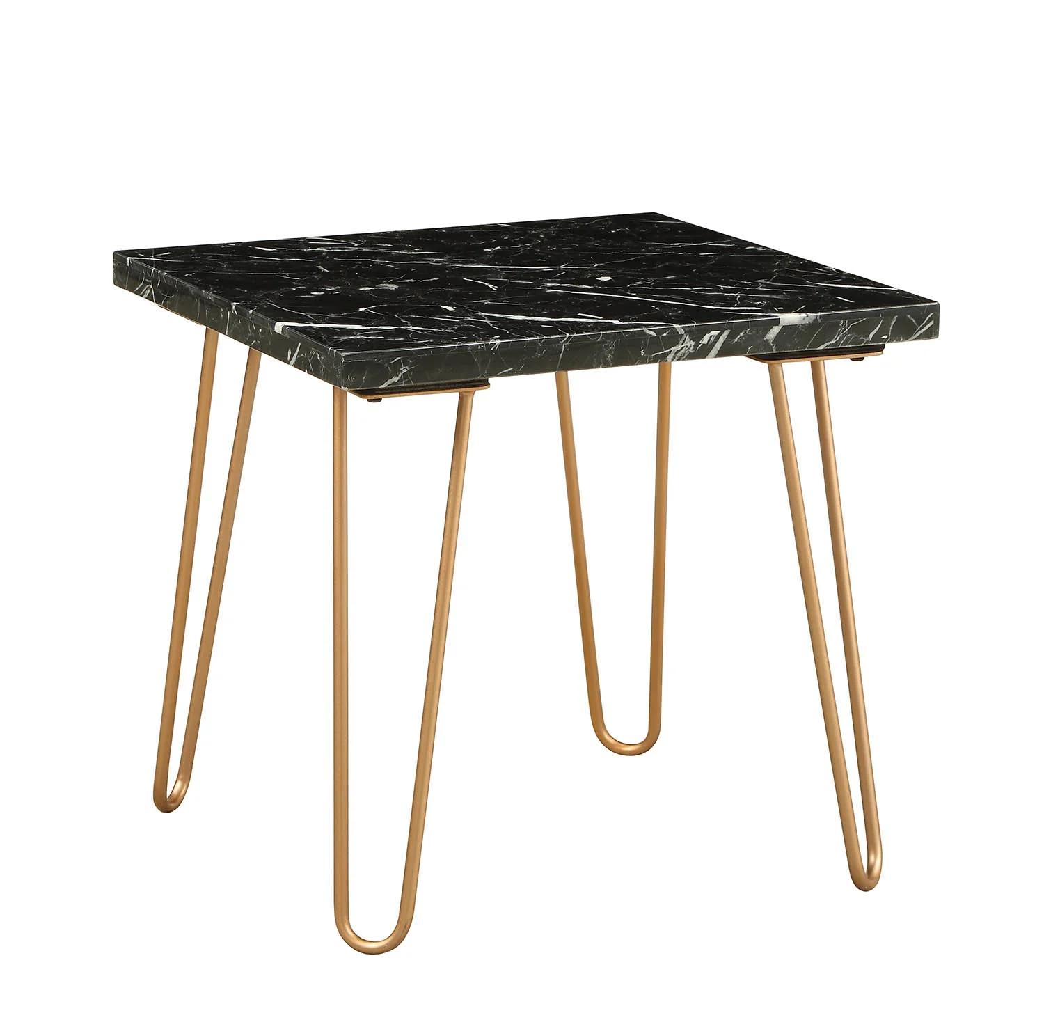 

    
Contemporary Black  Marble & Gold End Table by Acme Telestis 84507

