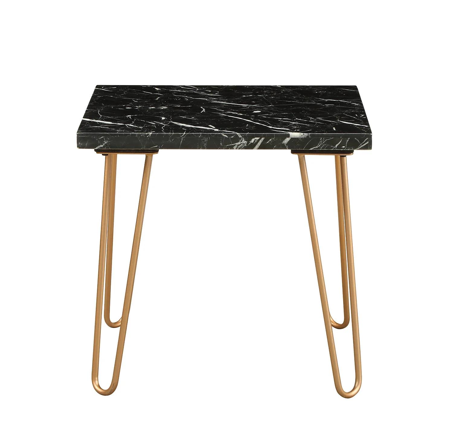 

    
Contemporary Black  Marble & Gold End Table by Acme Telestis 84507
