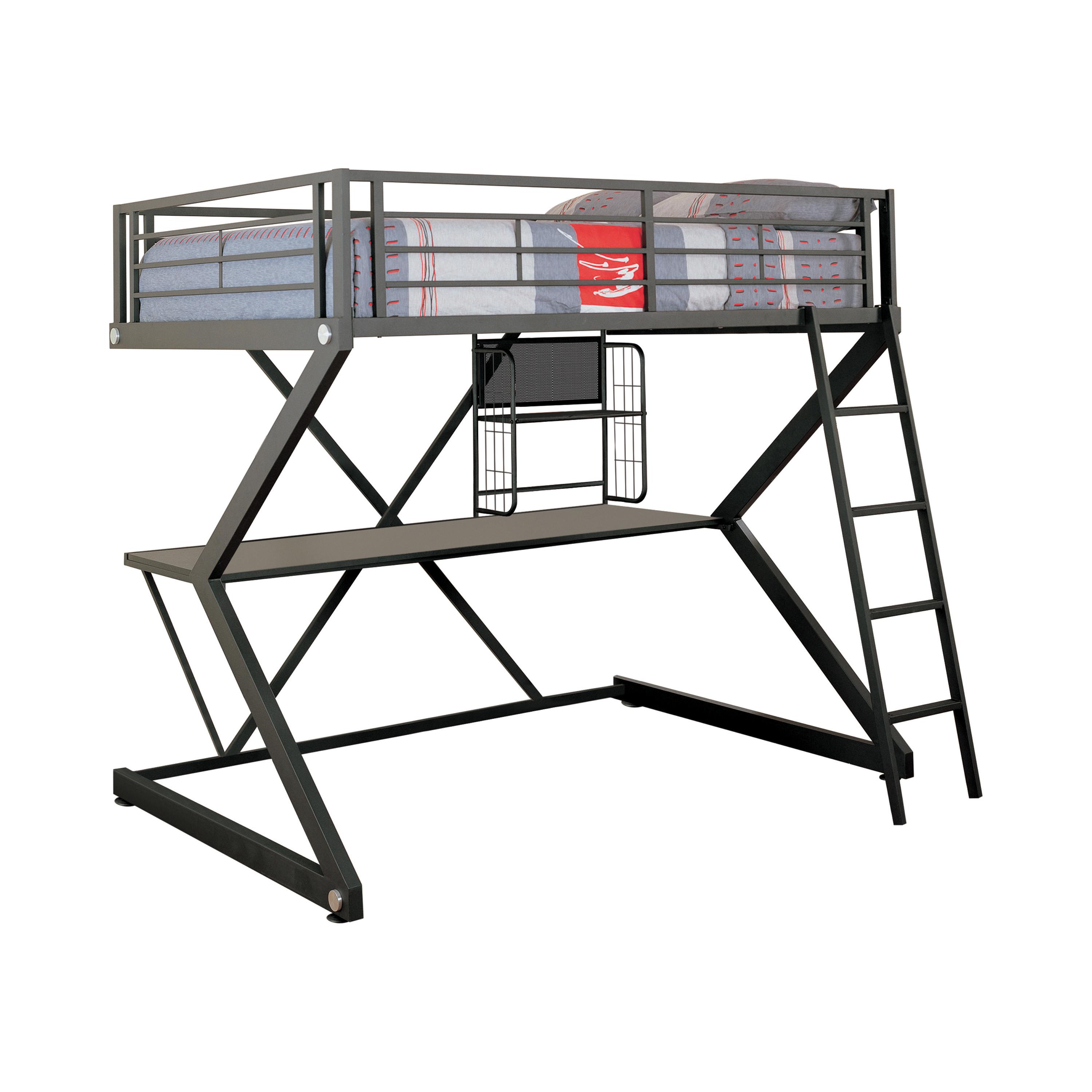 

    
Modern Black Steel Full Workstation Loft Bed Coaster 460092 Parkview
