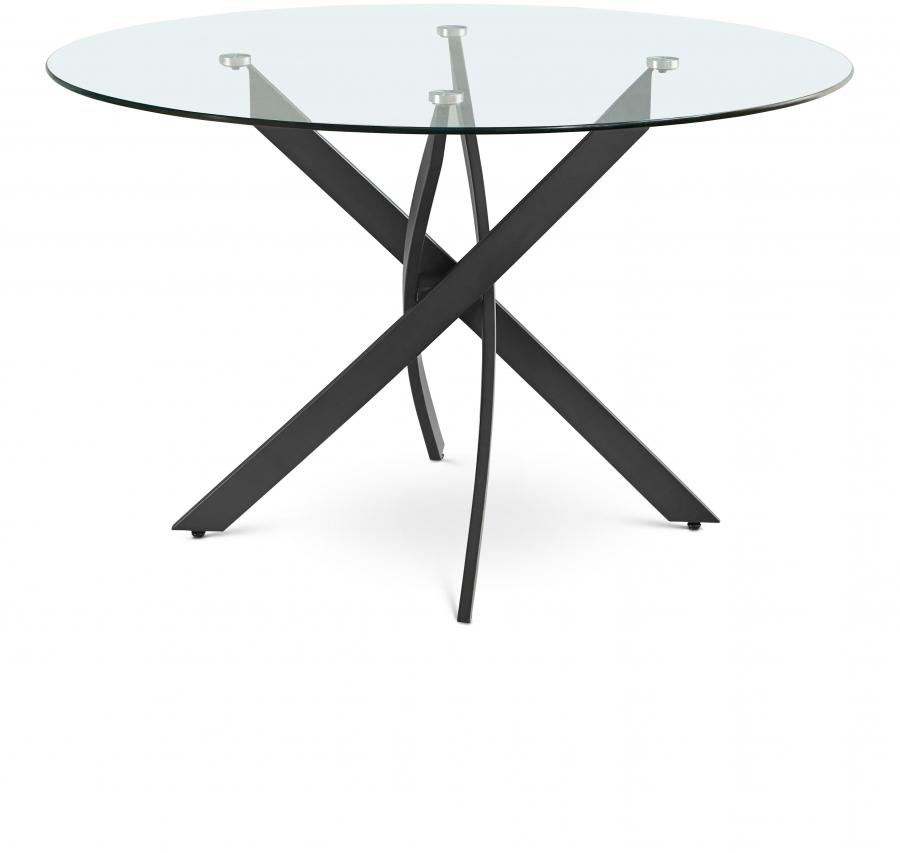 

    
Contemporary Black Metal/Glass Round Dining Table Meridian Furniture Xander 986-T-RT
