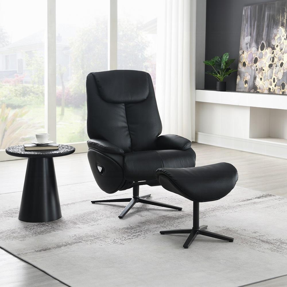 Contemporary Recliner Chair Set Labonita Recliner Chair Set 2PCS AC02992-C AC02992-C in Black Top grain leather