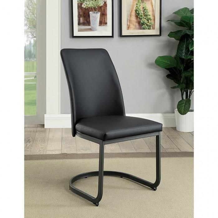 

    
Contemporary Black Metal Side Chairs Set 2pcs Furniture of America CM3918SC-2PK Saskia
