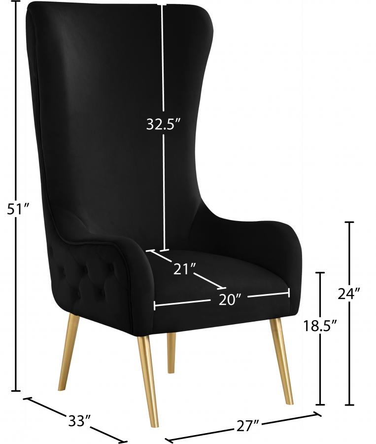 

    
536Black Contemporary Black Metal/Velvet Accent Chair Meridian Furniture Alexander 536Black
