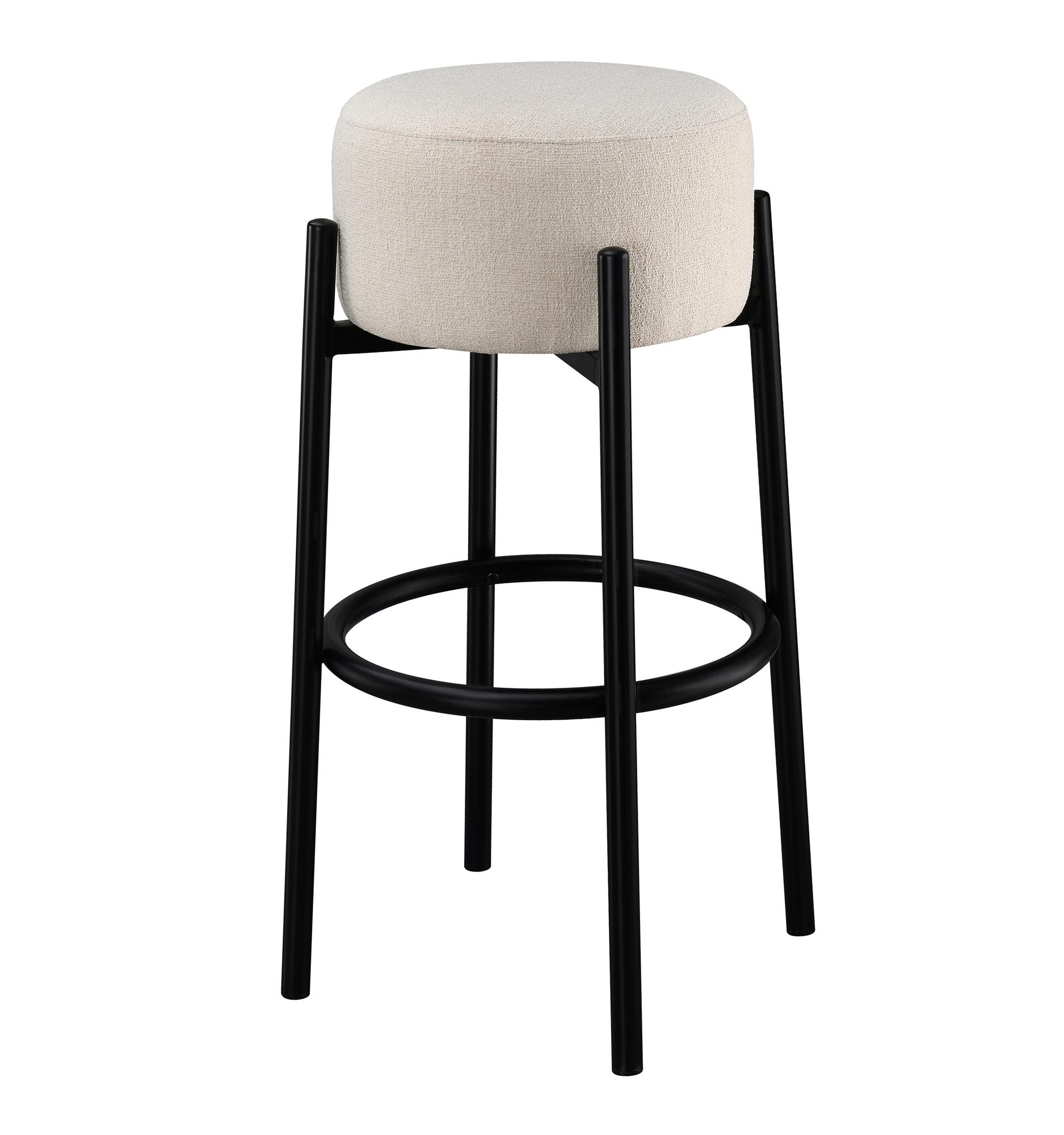 Contemporary Bar Stool Set 182176 182176 in White, Black Fabric