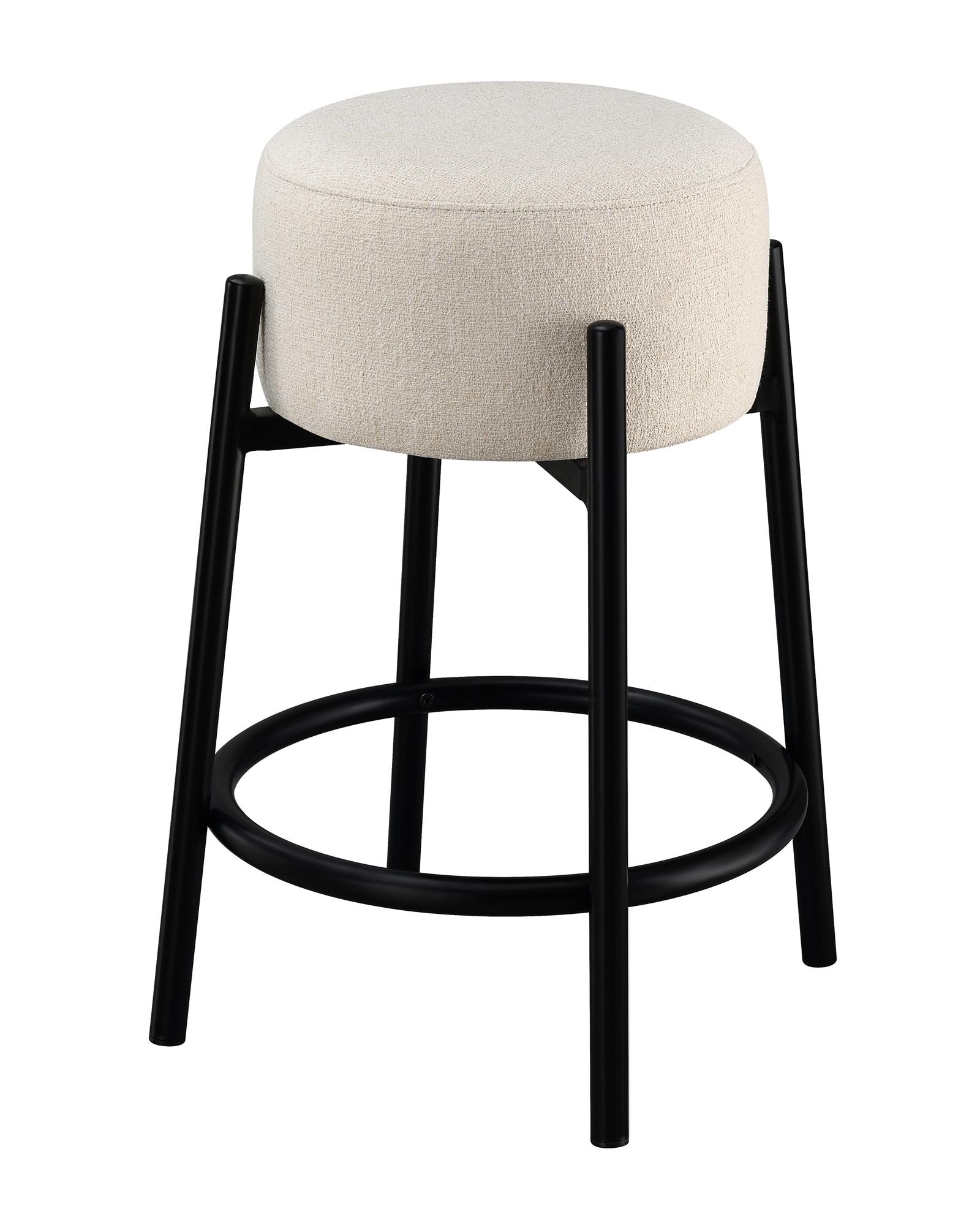 Contemporary Counter Height Stool Set 182175 182175 in White, Black Fabric