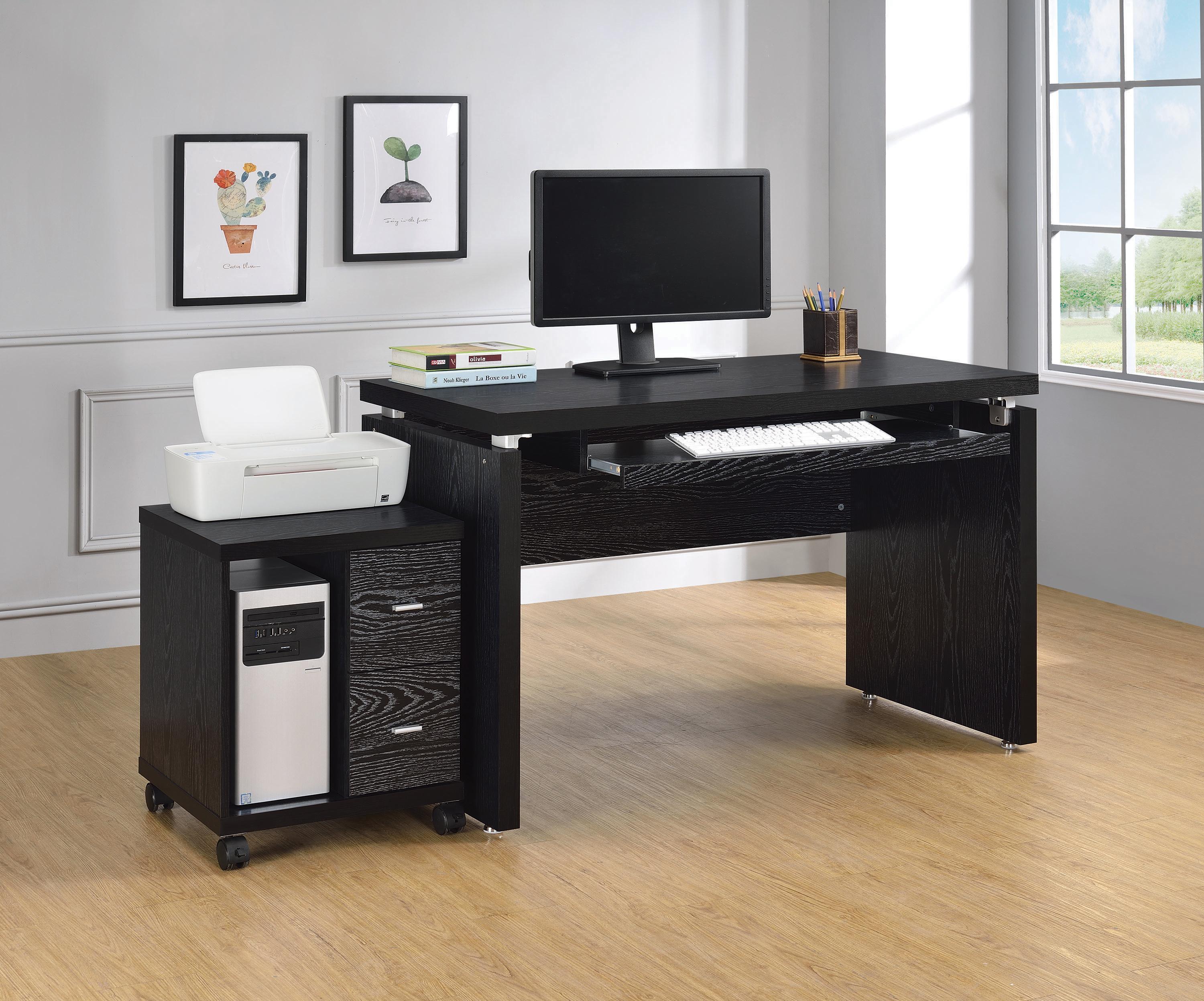 Contemporary Computer Desk Set 800821-S2 Russell 800821-S2 in Black Oak 