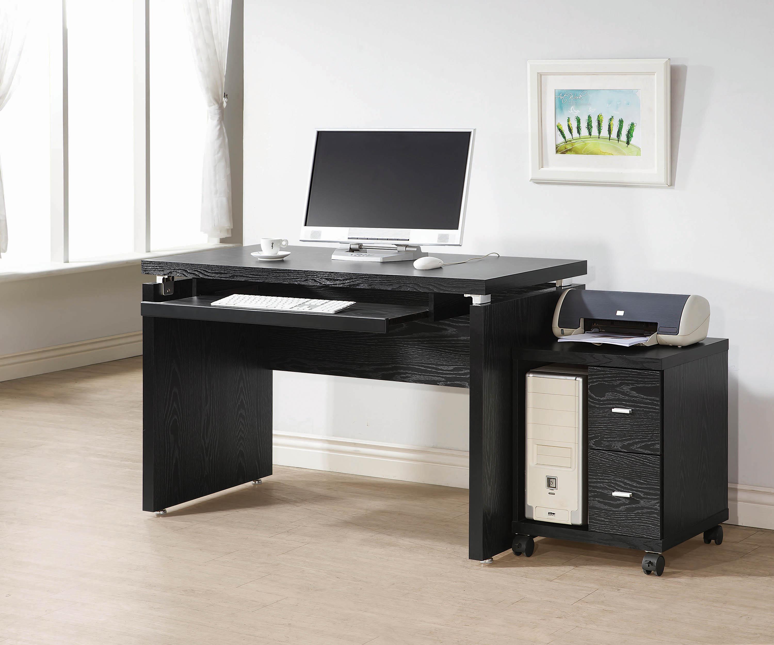

    
Contemporary Black Oak Finish Wood Computer Desk Set 2pcs Coaster 800821-S2 Russell
