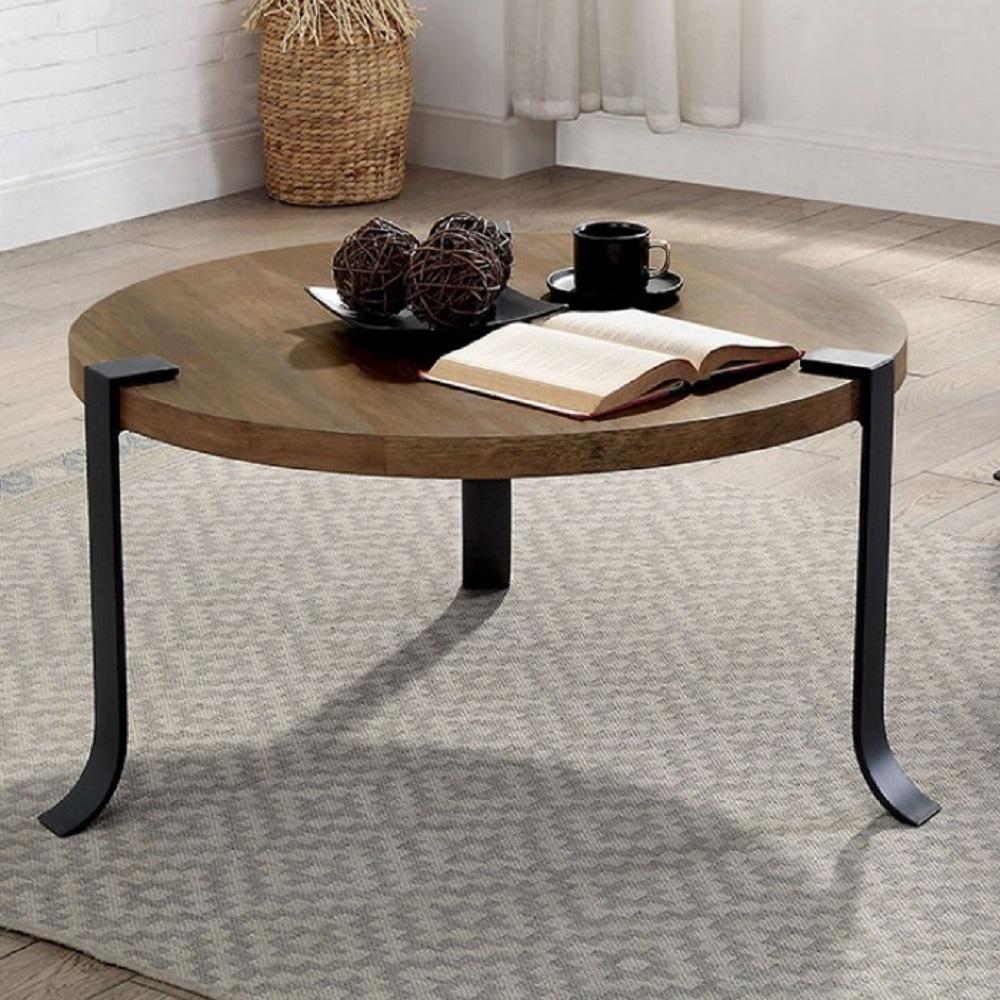 

    
Contemporary Black & Oak Metal Coffee Table Set 3pcs Furniture of America CM4547-3PK Odivela
