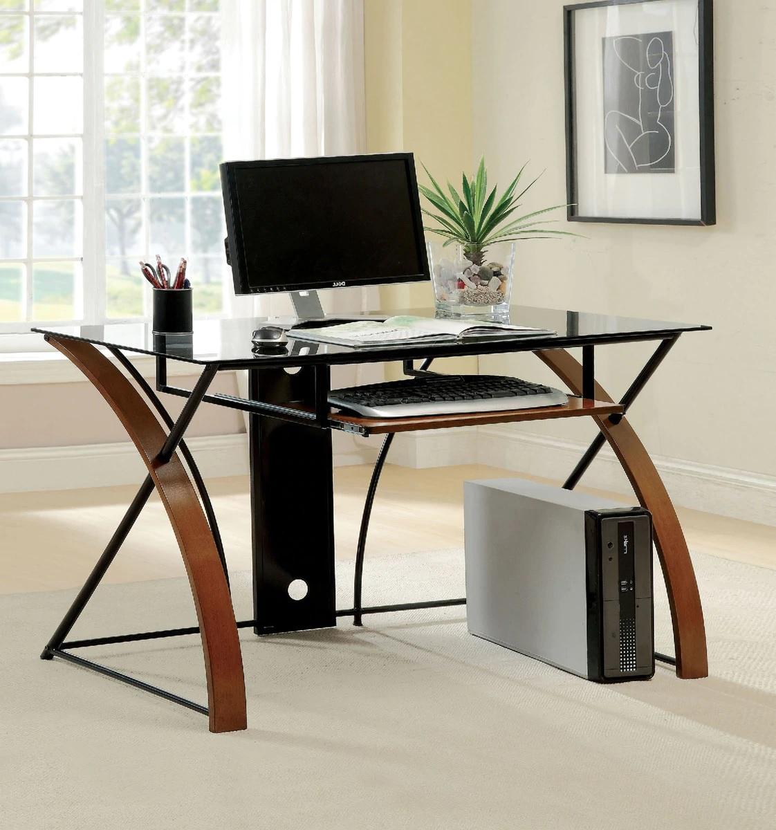 

    
Contemporary Black & Oak Tempered Glass Top Desk Furniture of America CM-DK6216 Baden
