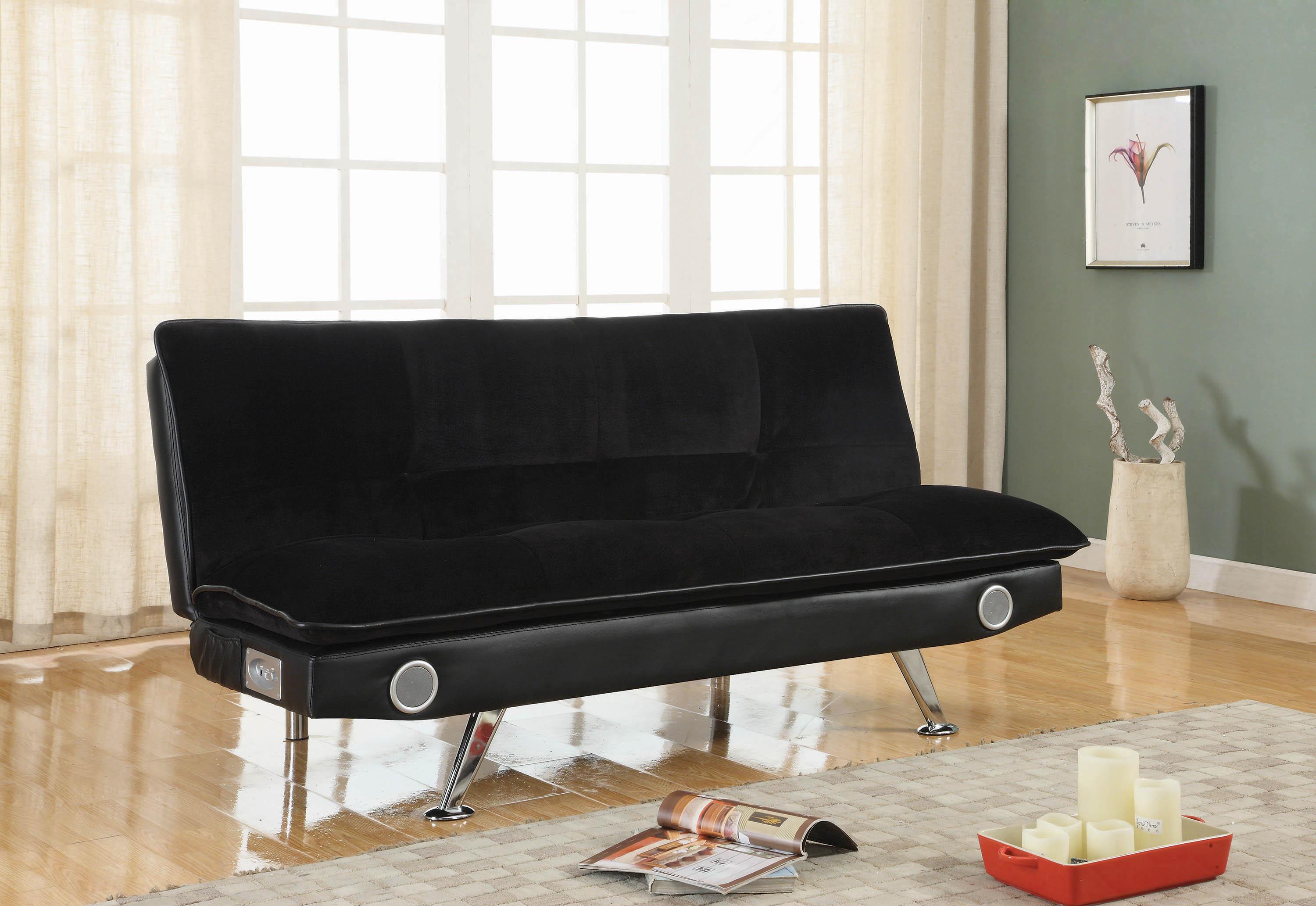 

    
Contemporary Black Padded Velvet & Leatherette Sofa Bed Coaster 500187 Odel

