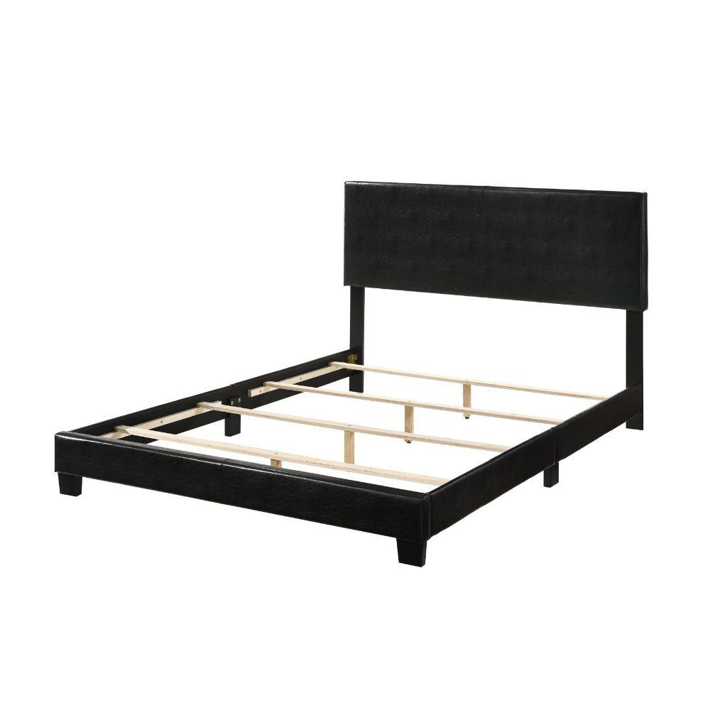Contemporary Queen Bed Lien 25730Q in Black PU