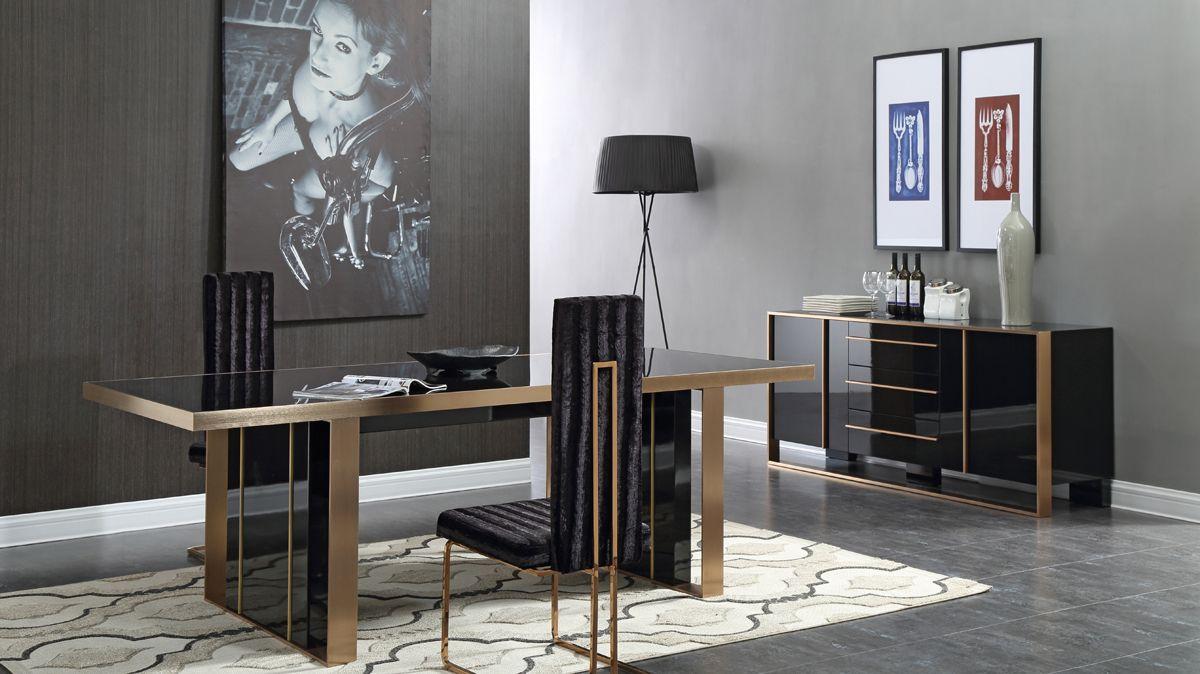 

    
Contemporary Black/Rosegold Stainless Steel Dining Room Set 8PCS VIG Furniture Nova Domus VGVCA002-DINSET
