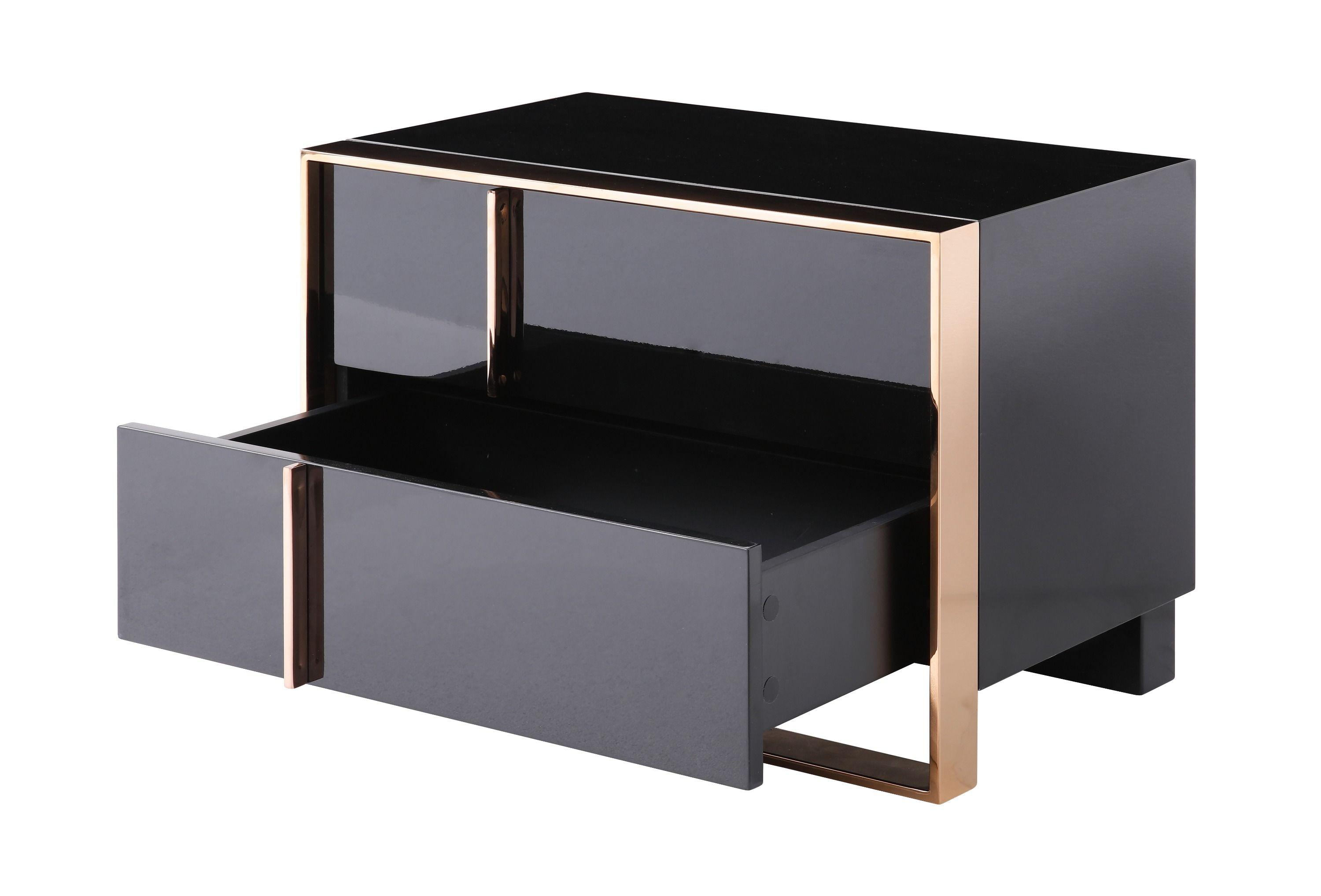 

    
Contemporary Black/Rosegold Stainless Steel Nightstand VIG Furniture Nova Domus VGVC-A002-N
