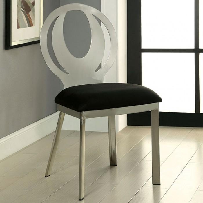Contemporary Dining Chair Set CM3726SC-2PK Orla CM3726SC-2PK in Silver Microfiber