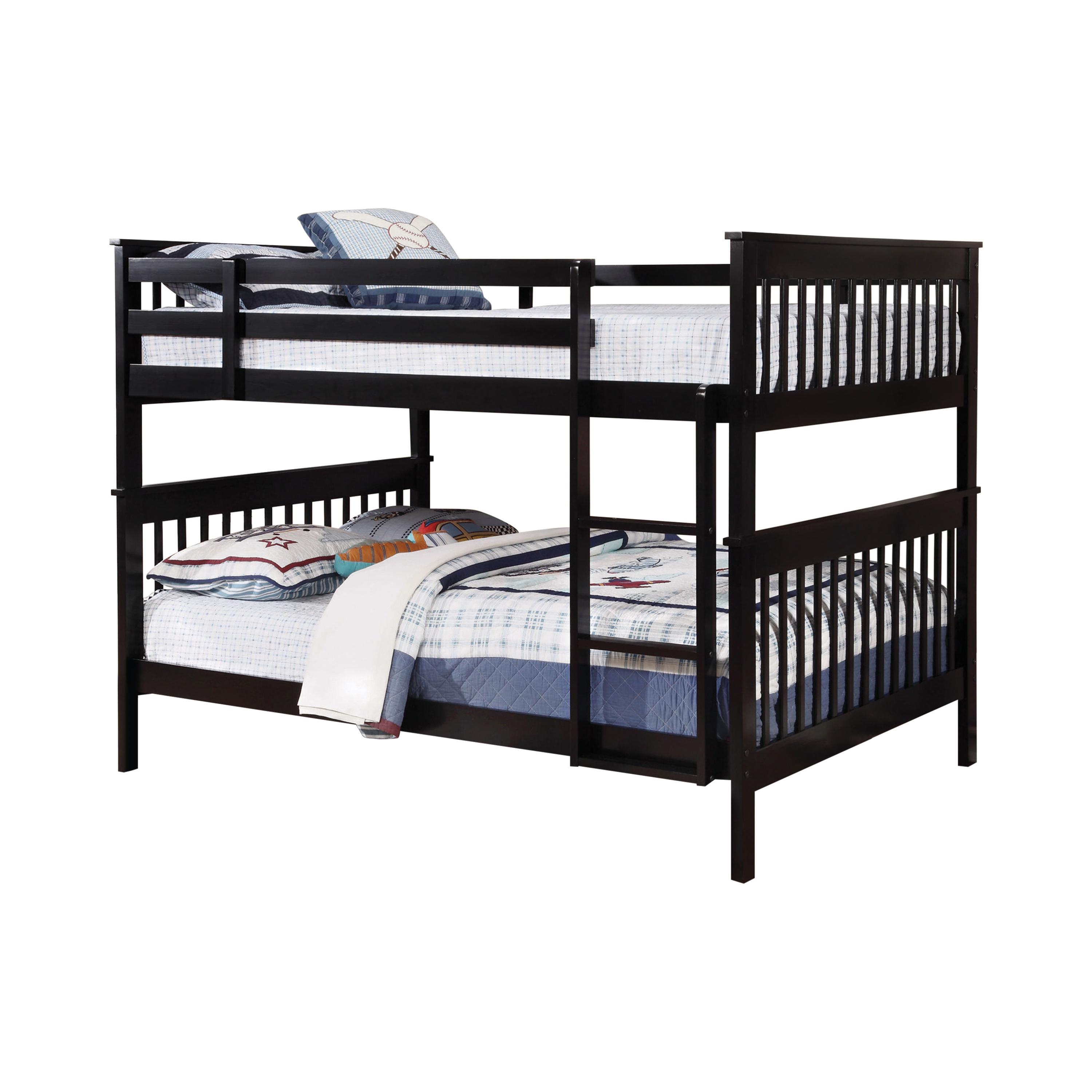 

    
Contemporary Black Solid Pine Full/Full Bunk Bed Coaster 460359 Chapman
