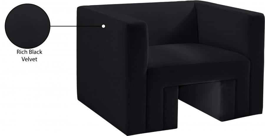 Contemporary Chair Henson Chair 665Black-C 665Black-C in Black Velvet