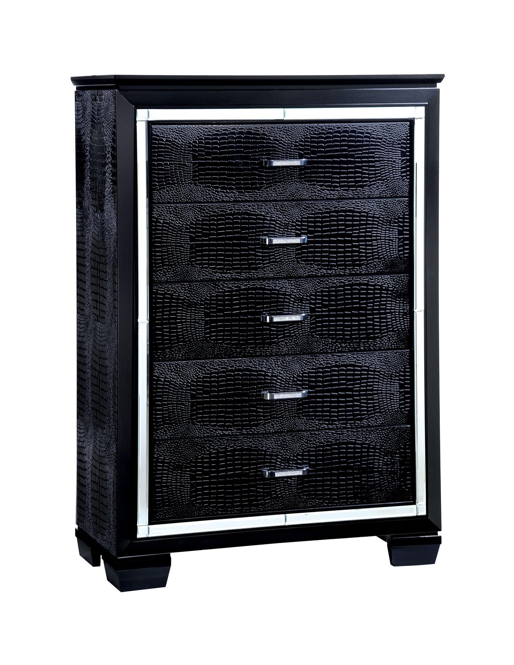 

    
Contemporary Black Solid Wood Chest Furniture of America CM7979BK-C Bellanova
