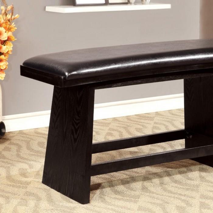 Contemporary Counter Height Bench CM3433PBN Hurley CM3433PBN in Black Leatherette