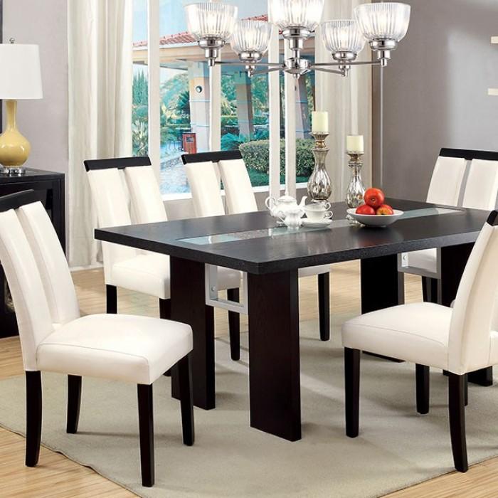Contemporary Dining Table CM3559T Luminar CM3559T in Black Leatherette