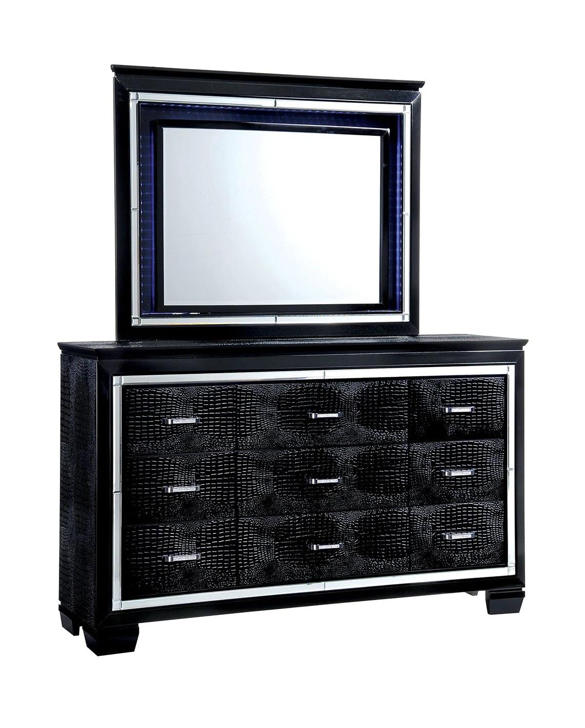 

    
Contemporary Black Solid Wood Dresser w/Mirror Furniture of America CM7979BK-D*M Bellanova
