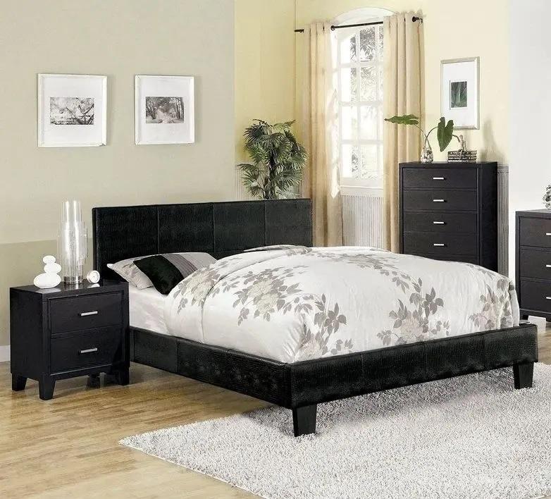 

    
Contemporary Black Solid Wood Full Bedroom Set 3pcs Furniture of America CM7793BK-F Wallen
