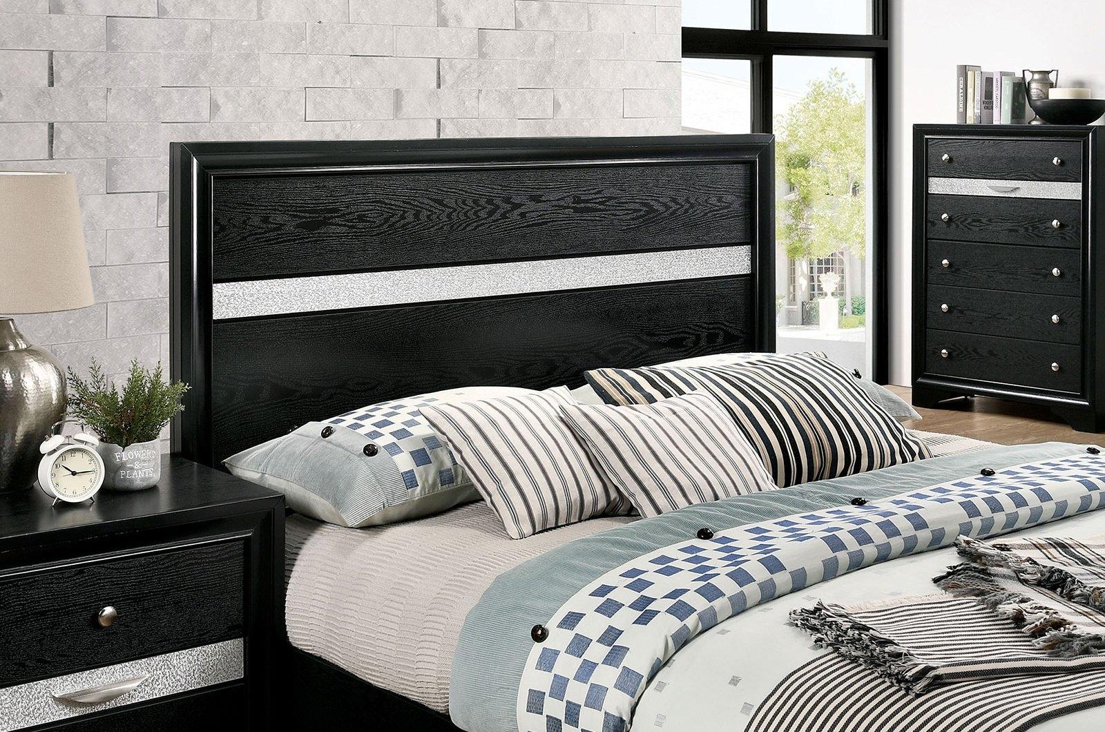

    
Contemporary Black Solid Wood King Bed Furniture of America CM7552BK Chrissy
