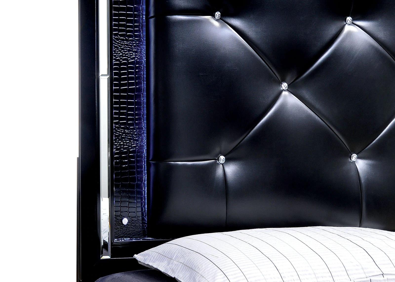 

    
Furniture of America CM7979BK-EK-3PC Bellanova Panel Bedroom Set Black CM7979BK-EK-3PC
