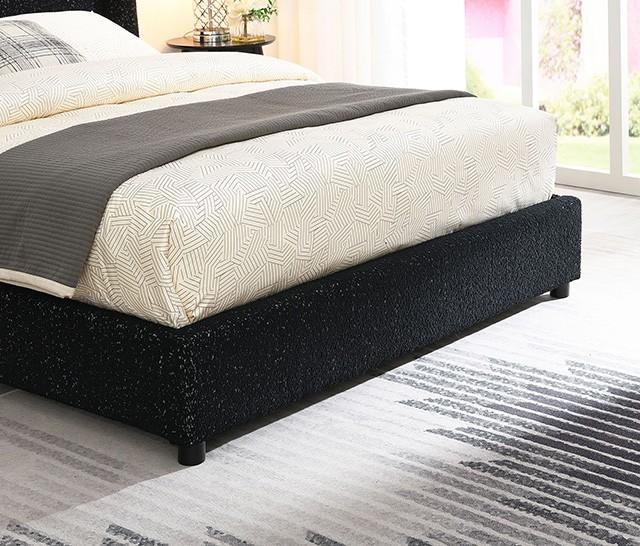 

    
Contemporary Black Solid Wood King Platform Bed Furniture of America Laverni FM71003BK

