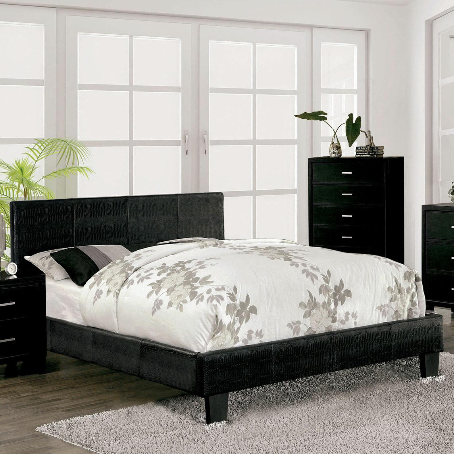 

    
Contemporary Black Solid Wood Queen Bedroom Set 3pcs Furniture of America CM7793BK-Q Wallen

