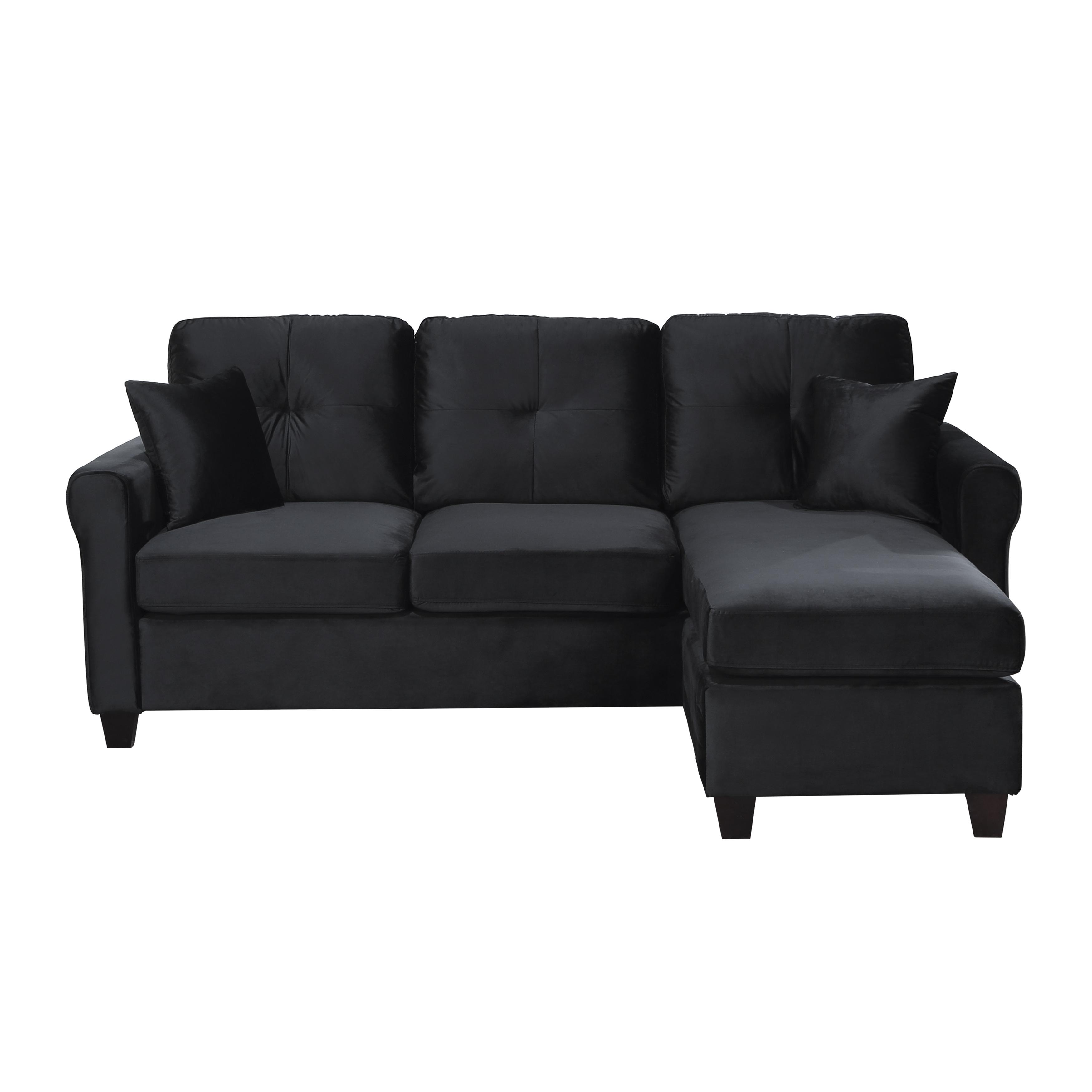 Contemporary Sofa Chaise 9411BK-3SC Monty 9411BK-3SC in Black Polyester