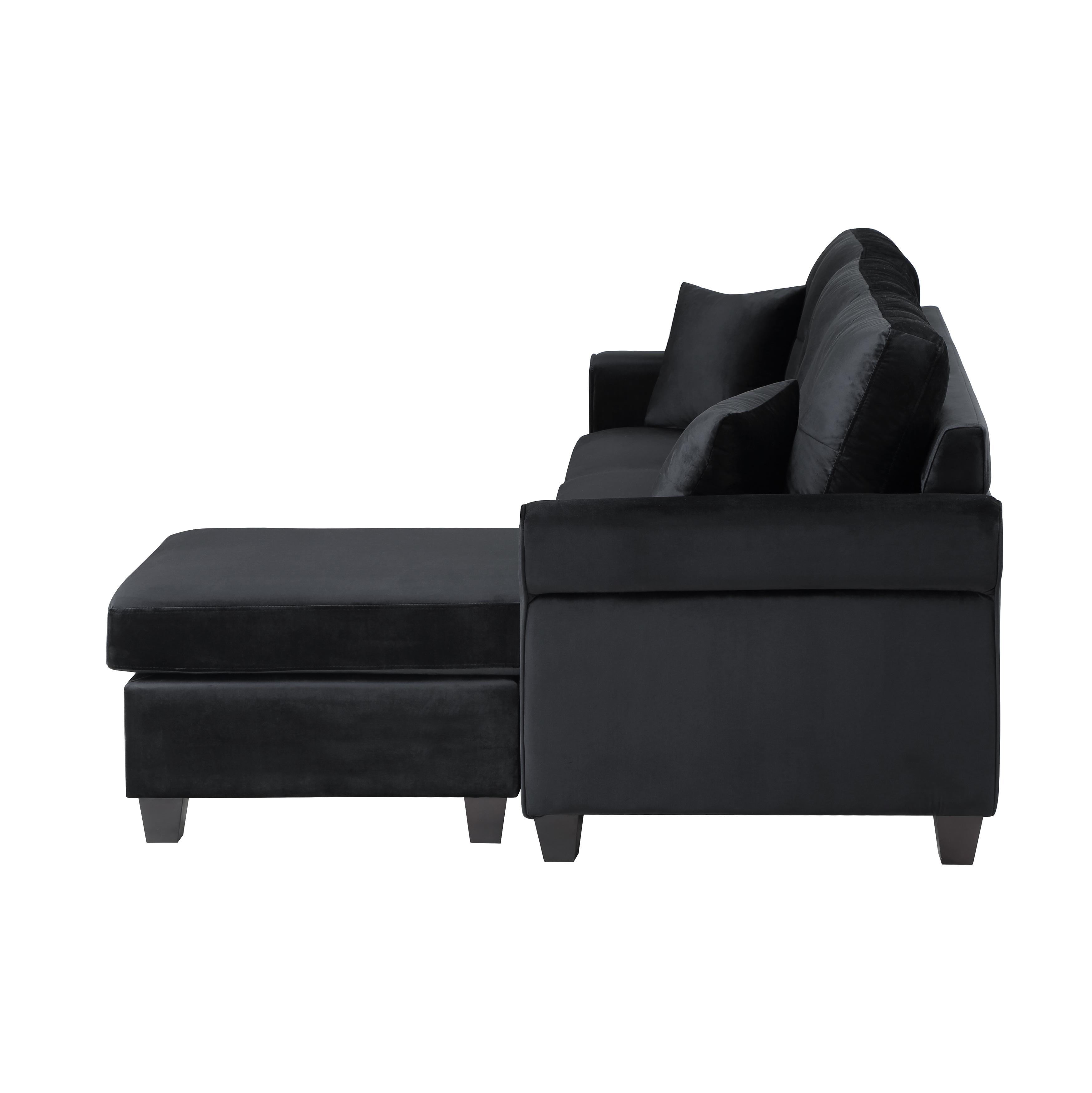 

    
 Shop  Contemporary Black Solid Wood Reversible Sofa Chaise Homelegance 9411BK-3SC Monty
