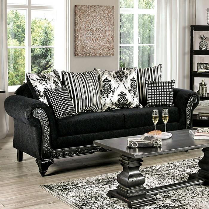 

    
Contemporary Black Solid Wood Sofa Furniture of America Luciano SM7746-SF-S
