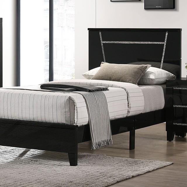 

    
Contemporary Black Solid Wood Twin Bedroom Set 5pcs Furniture of America FOA7038BK Magdeburg
