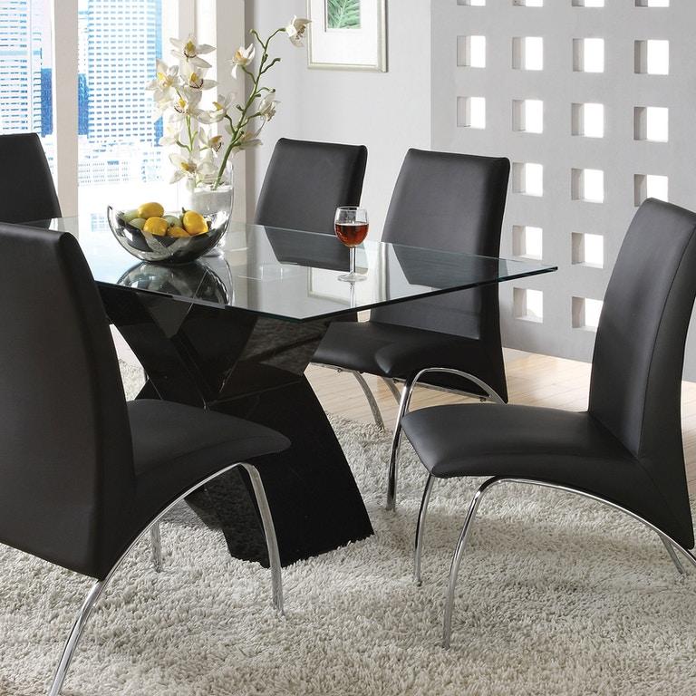 

    
Contemporary Black Tempered Glass Dining Room Set 7pcs Furniture of America Wailoa
