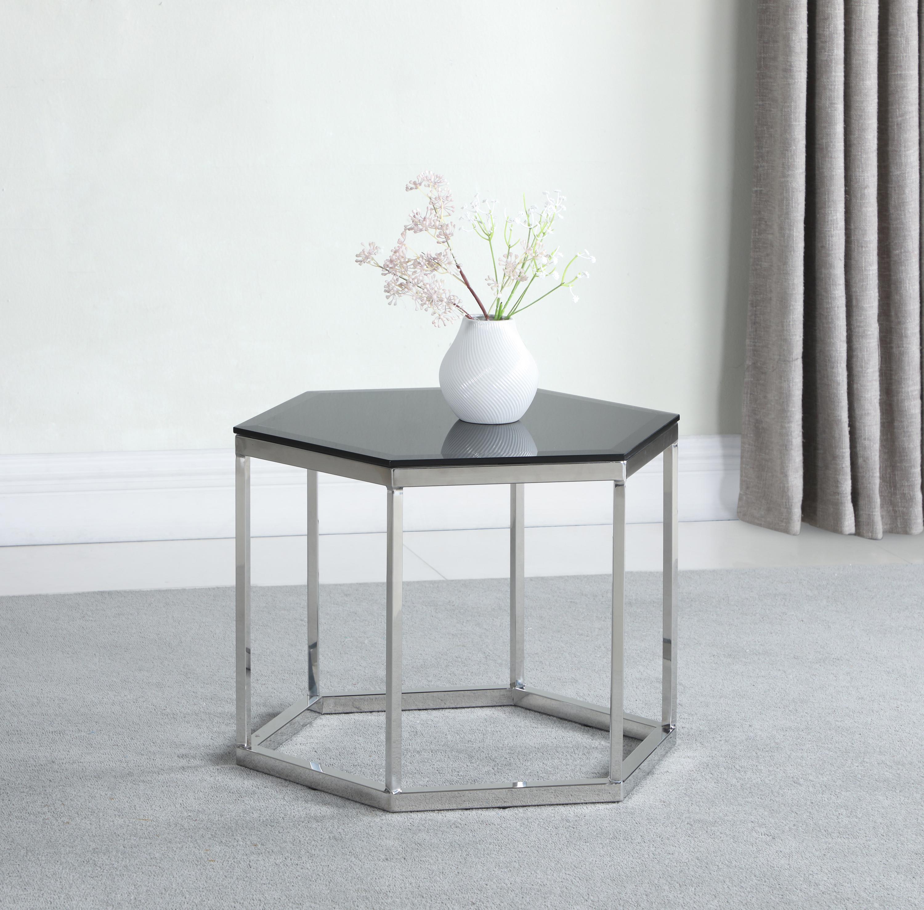 

    
Contemporary Black Tempered Glass & Stainless Steel Accent Table Coaster 934148
