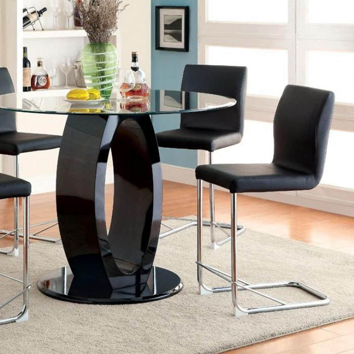 

    
Contemporary Black Tempered Glass Top Counter Height Table Furniture of America CM3825BK-RPT Lodia
