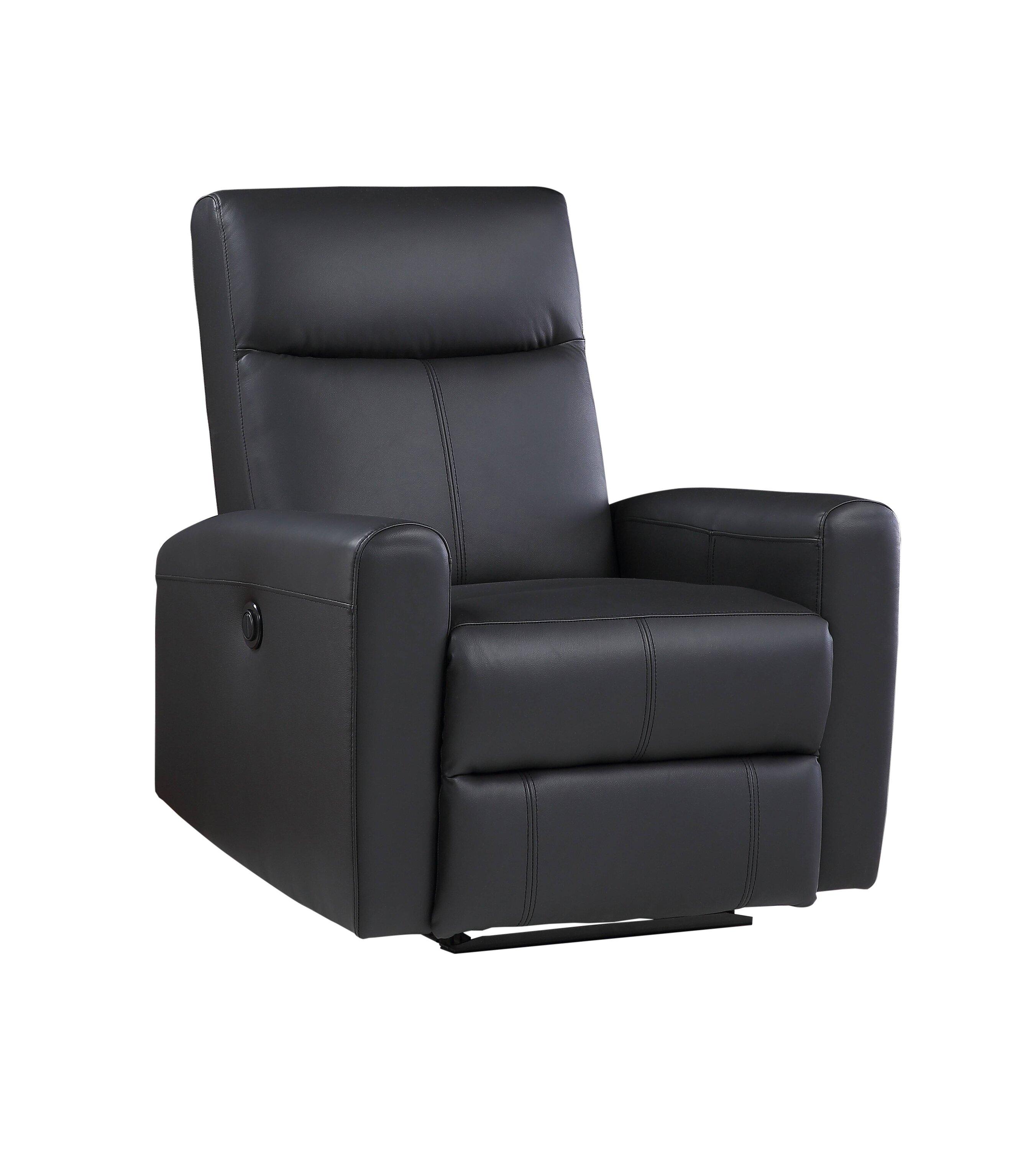 Contemporary Recliner Blane 59686 in Black Top grain leather