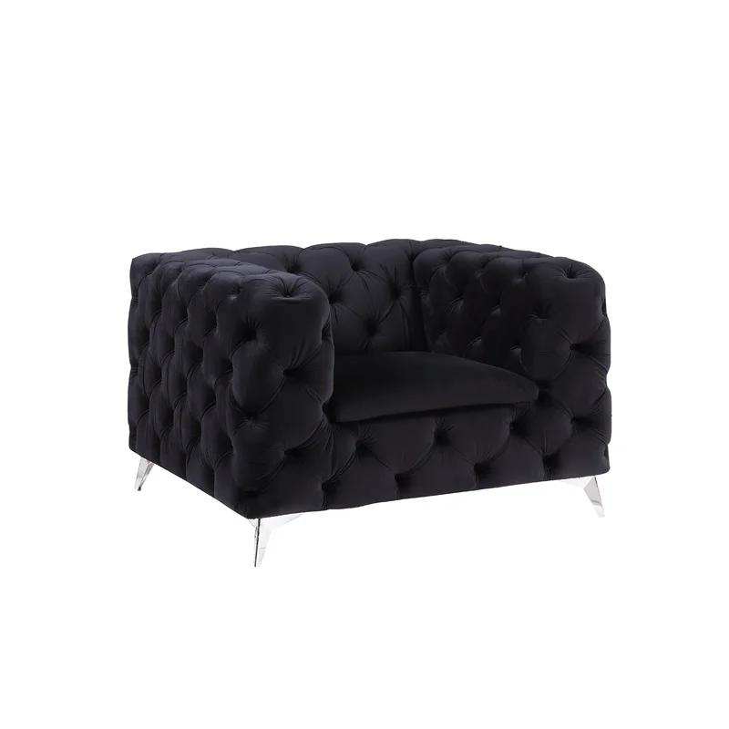 Contemporary Chair Phifina 55922 in Black Velvet
