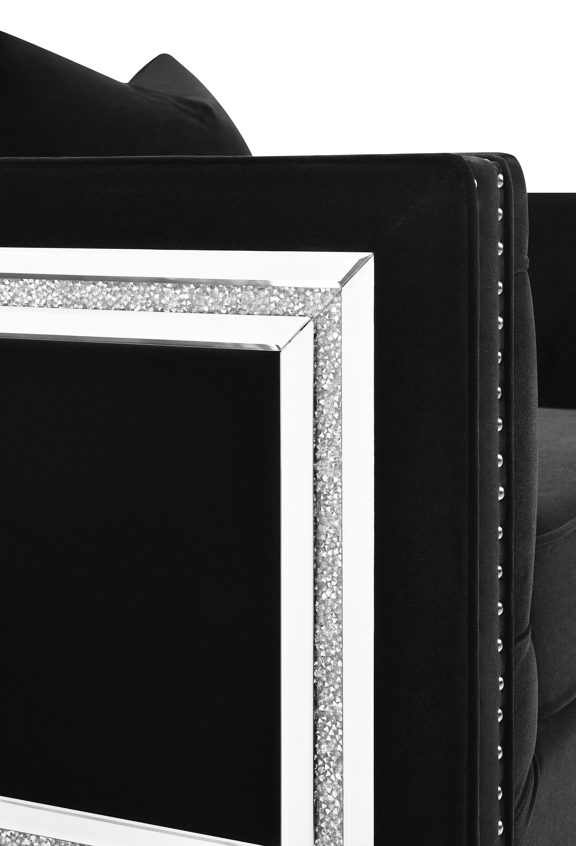 

    
Contemporary Black Velvet Living Room Set 2pcs Coaster 509361-S2 Delilah
