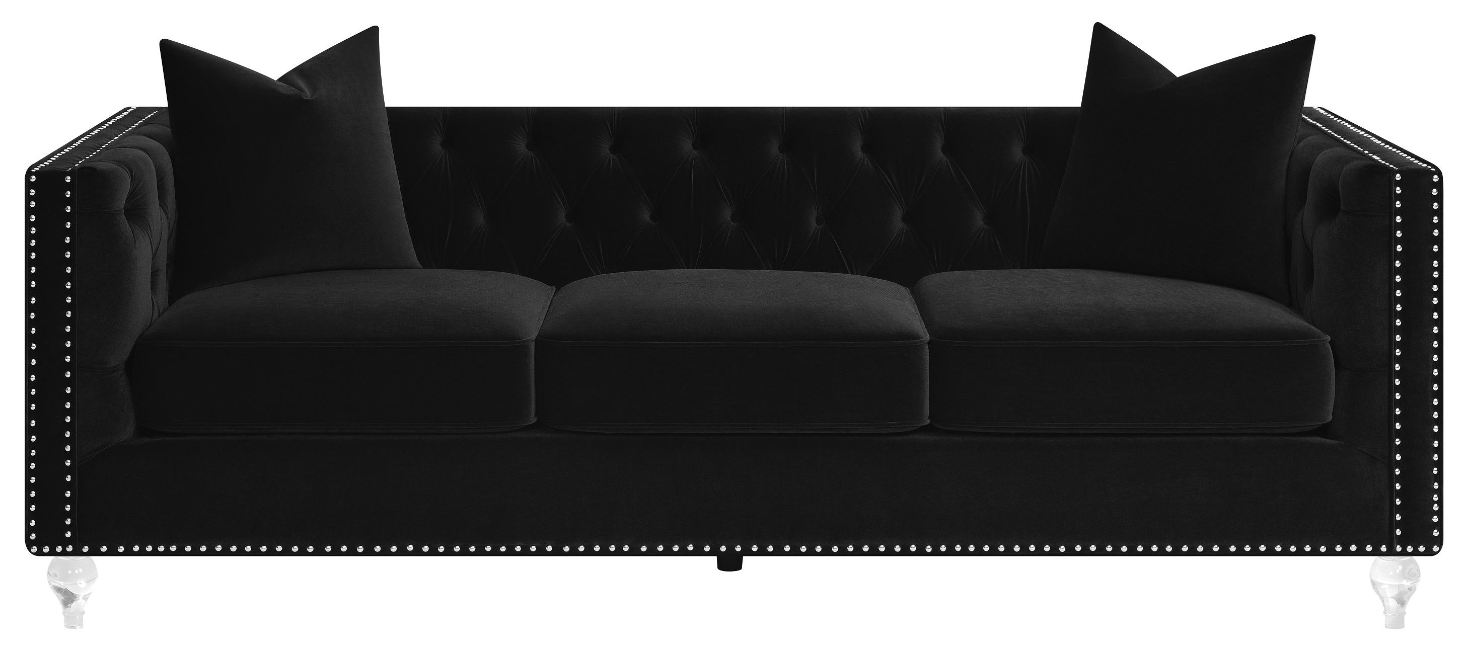 

    
Contemporary Black Velvet Living Room Set 3pcs Coaster 509361-S3 Delilah
