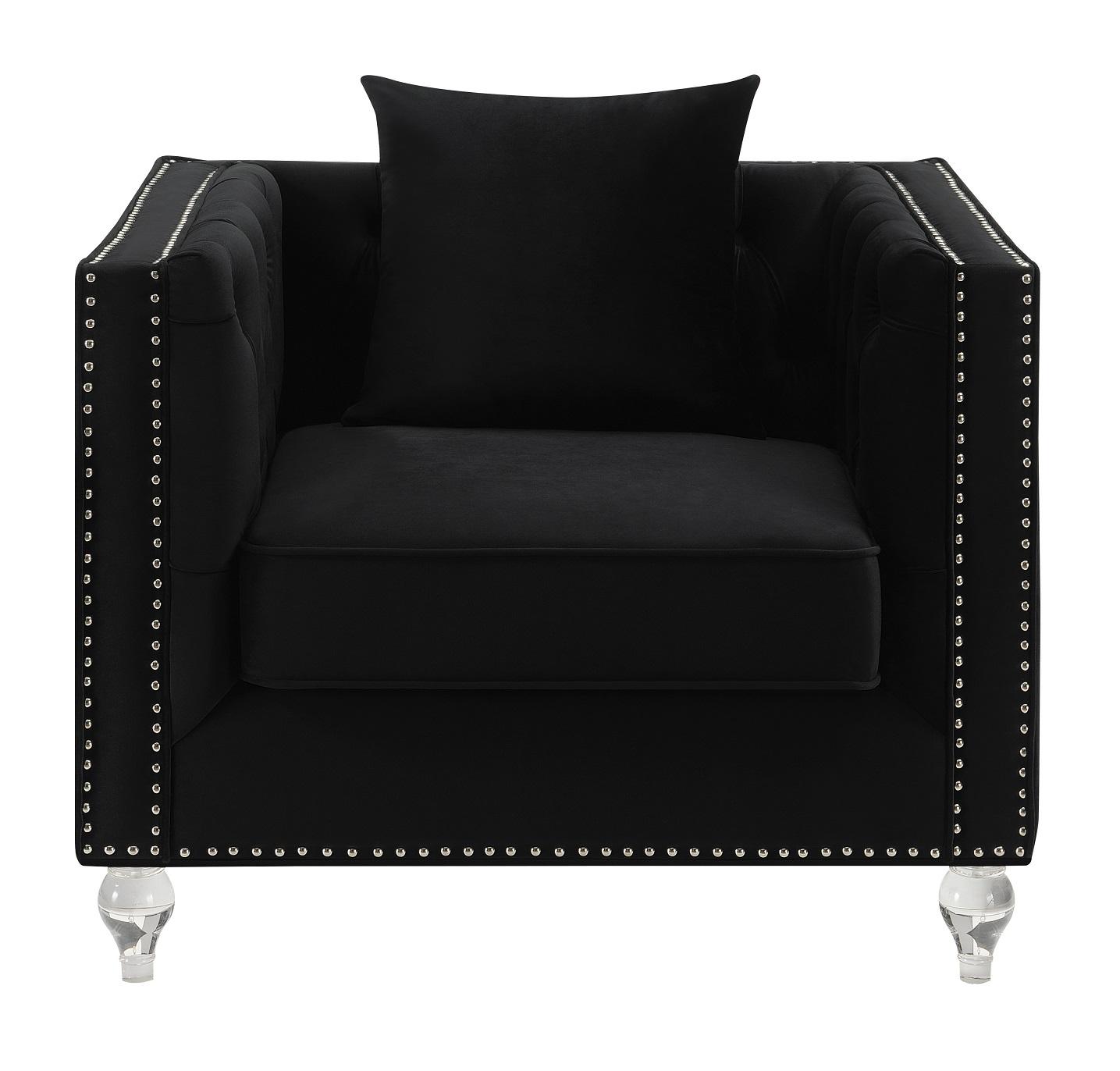

    
 Shop  Contemporary Black Velvet Living Room Set 3pcs Coaster 509361-S3 Delilah
