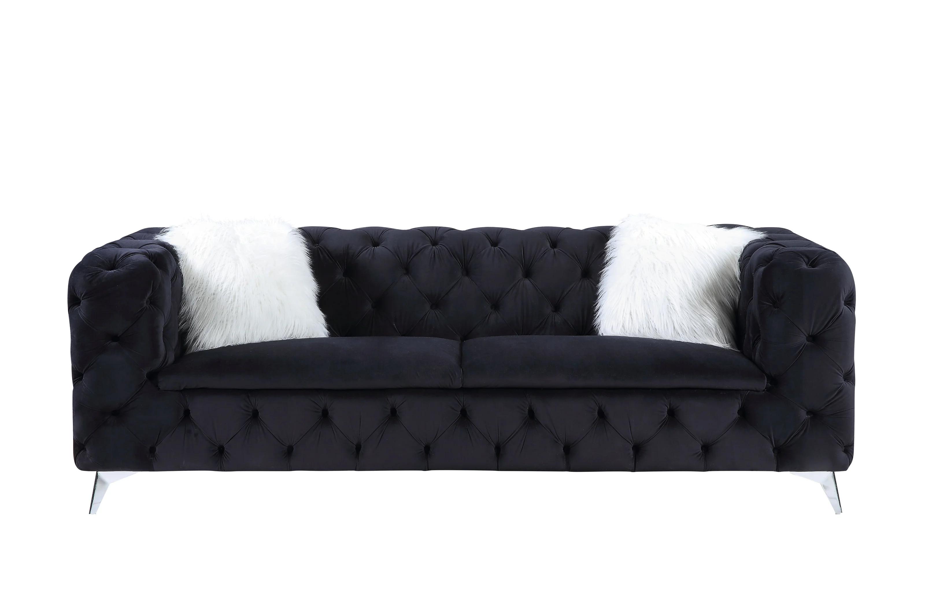 

    
Contemporary Black Velvet Sofa by Acme Phifina 55920
