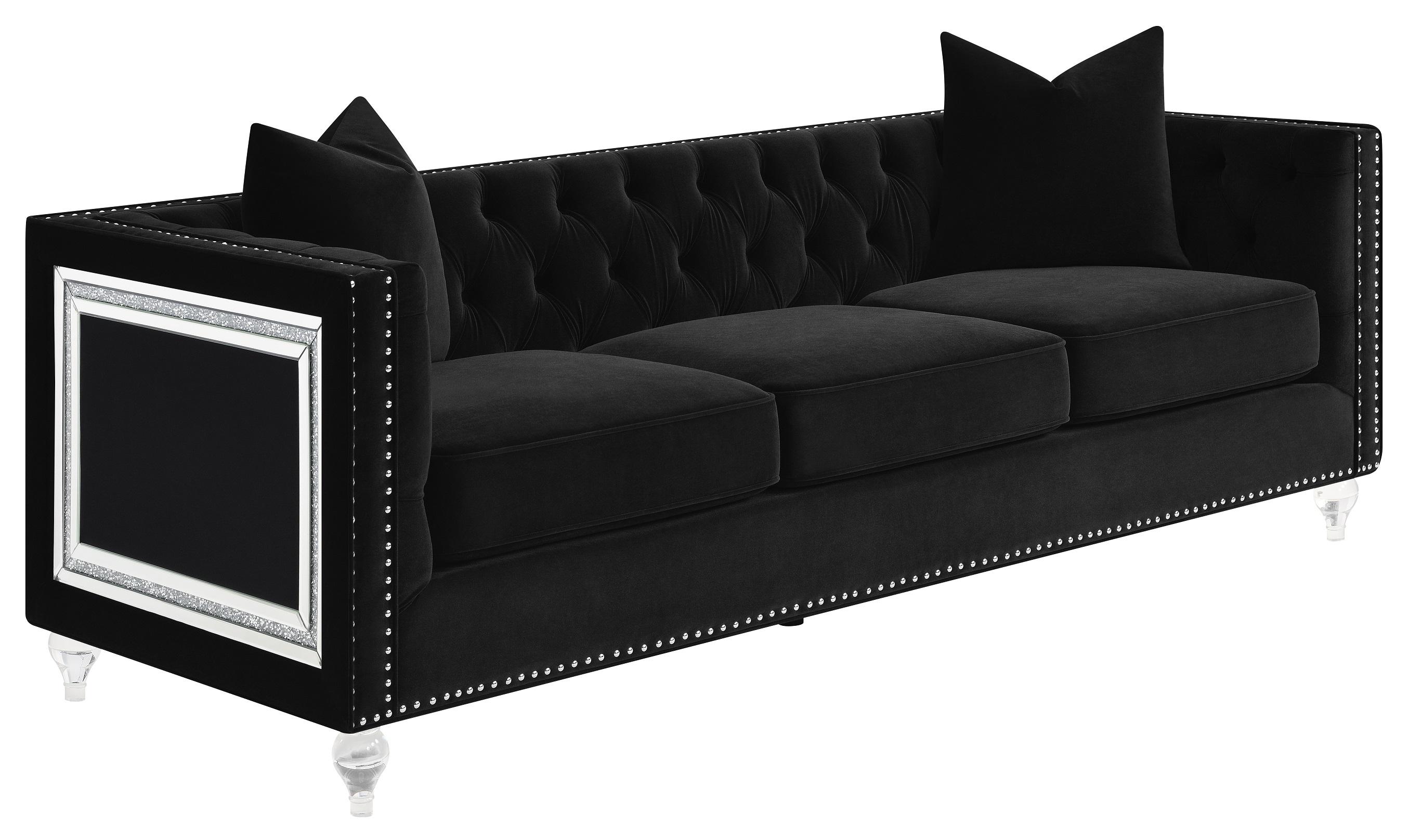 

    
Contemporary Black Velvet Sofa Coaster 509361 Delilah

