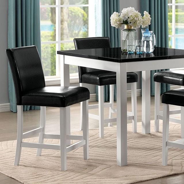 Contemporary Dining Table Set CM3143PT-5PK MATHILDA CM3143PT-5PK in Black / White Leatherette