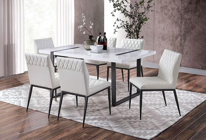 Contemporary Dining Room Set FOA3769T-Set-5 FOA3769T-5PC in White / Black Leatherette