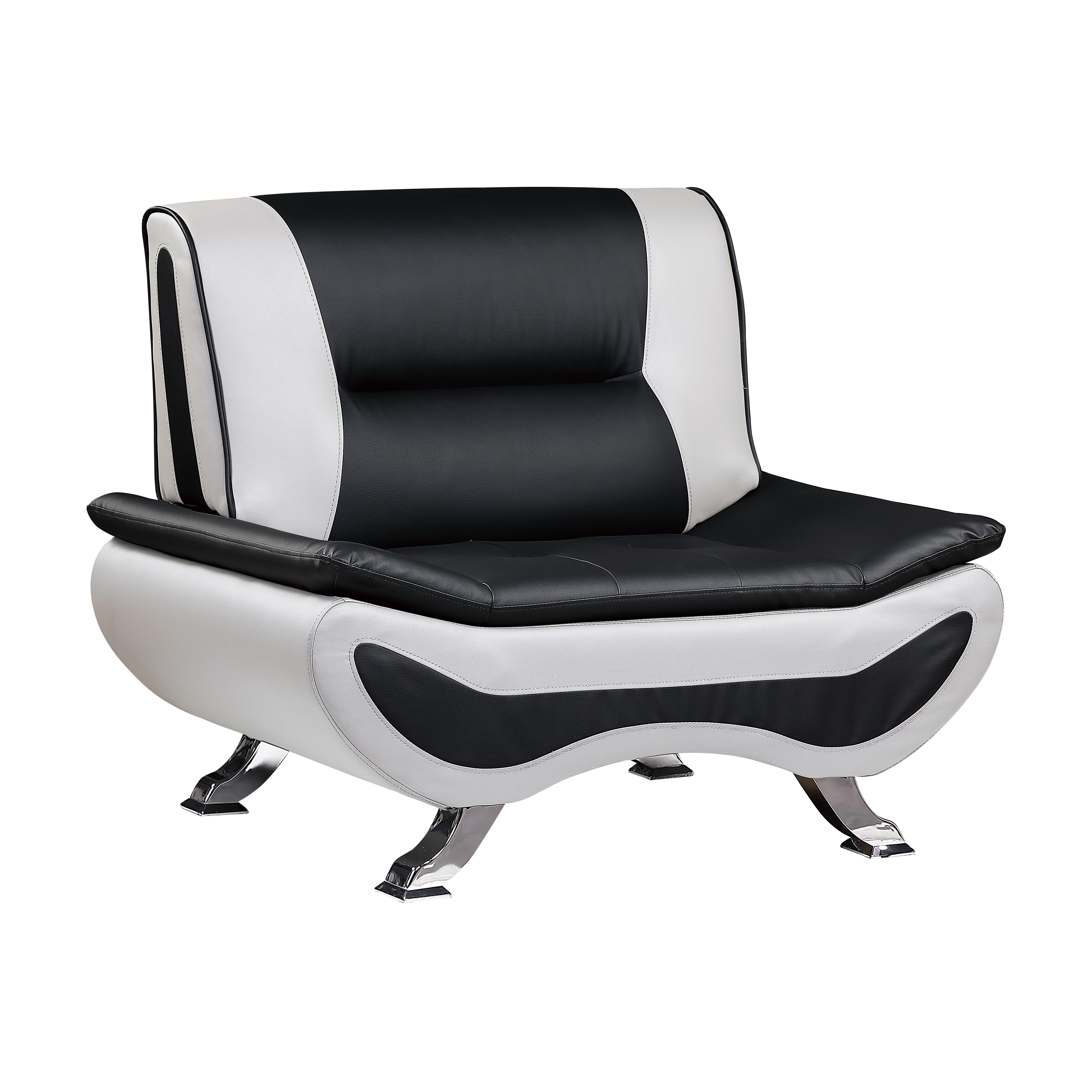 Contemporary Arm Chair 8219-1 Veloce 8219-1 in White, Black Faux Leather