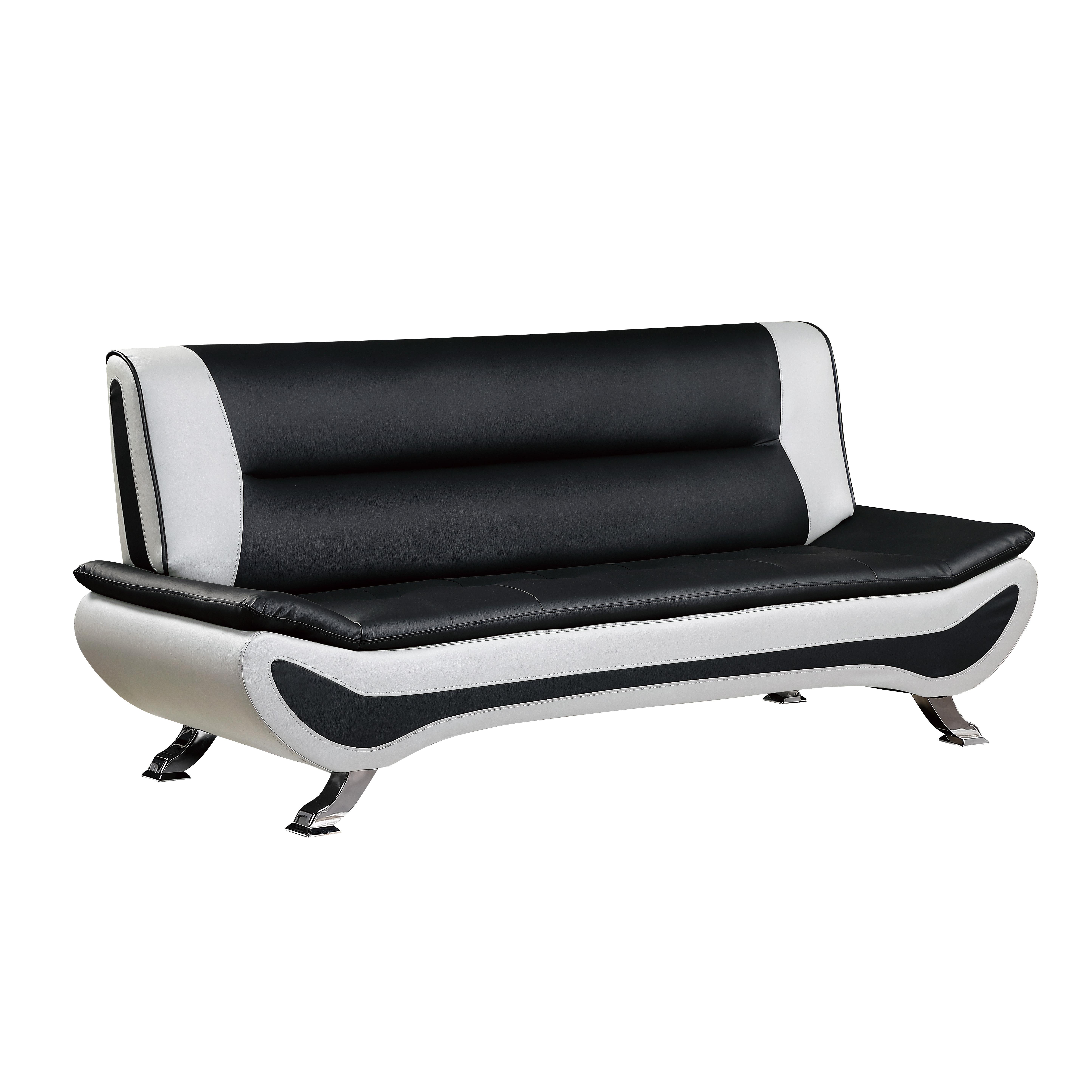 Contemporary Sofa 8219-3 Veloce 8219-3 in White, Black Faux Leather