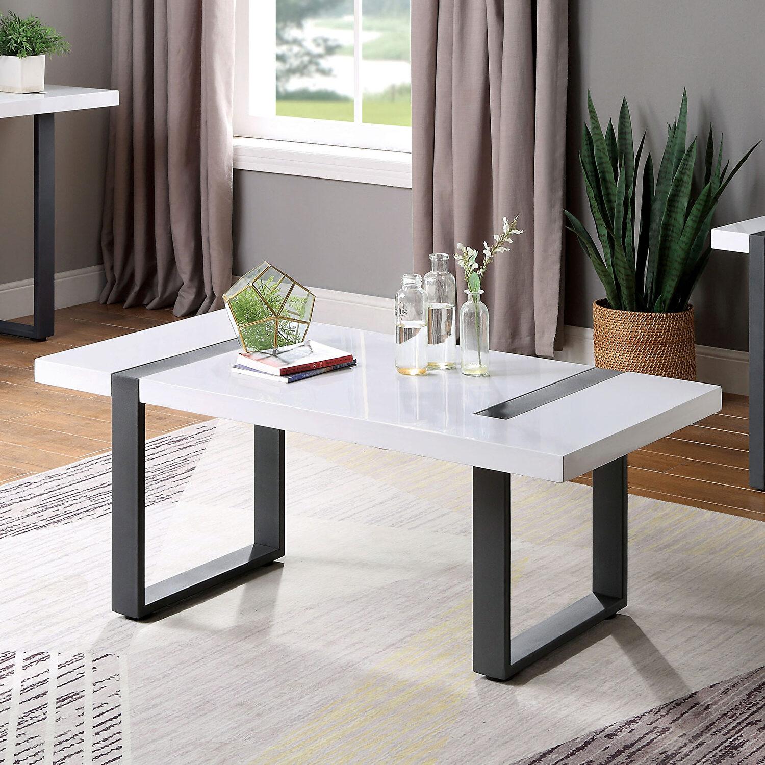 

                    
Furniture of America FOA4403C-3PC Eimear Coffee Table and 2 End Tables White/Black  Purchase 
